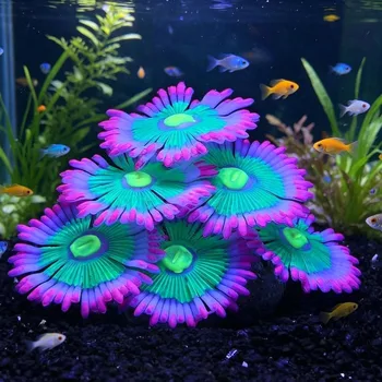 Decorazioni Luminose per Acquario, Piante Artificiali in Silicone Fluorescenti per Paesaggi Acquatici, Accessori per Pesci