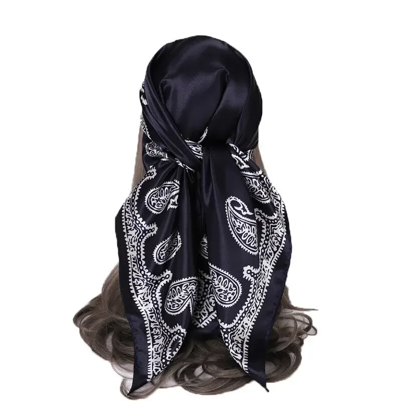 Man Women Boho Tribal Style Paisley Scarf Faux Silk Shawl Stole Hijab 90*90cm paisley scarf unisex man women ethnic tribal boho style shawl hijab imitate silk satin turban 90cm