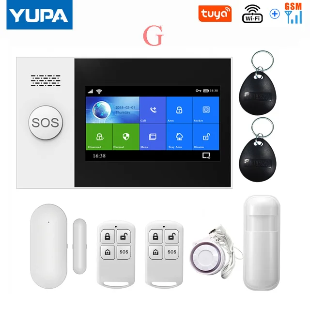 TUYA PG-107 Wifi GSM Home Security Alarm System App Control Remote Control Window Sensor With 1080P IP Camera Smart Alarm Kits SET-G