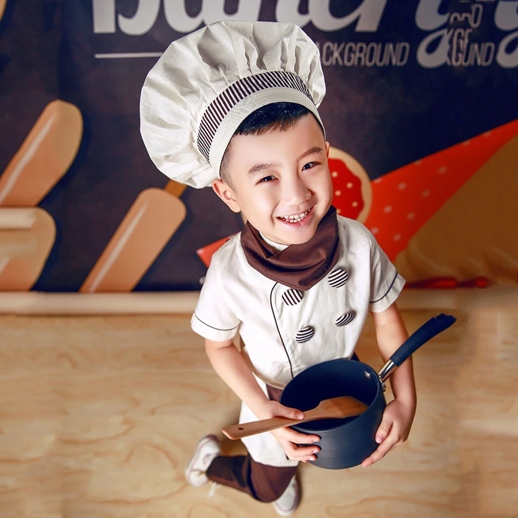 Chef Uniform For Kids Cook Jackets Halloween Costume For Boys Girls Kitchen Waiter Waitress Clothing Sets