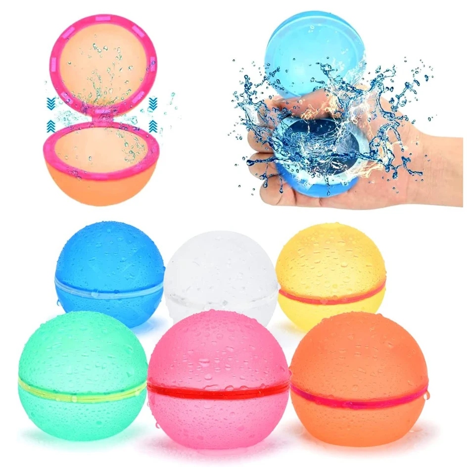 Reusable silicone magnetic water ball, quick water injection for outdoor water fights in summer, with random colors 4