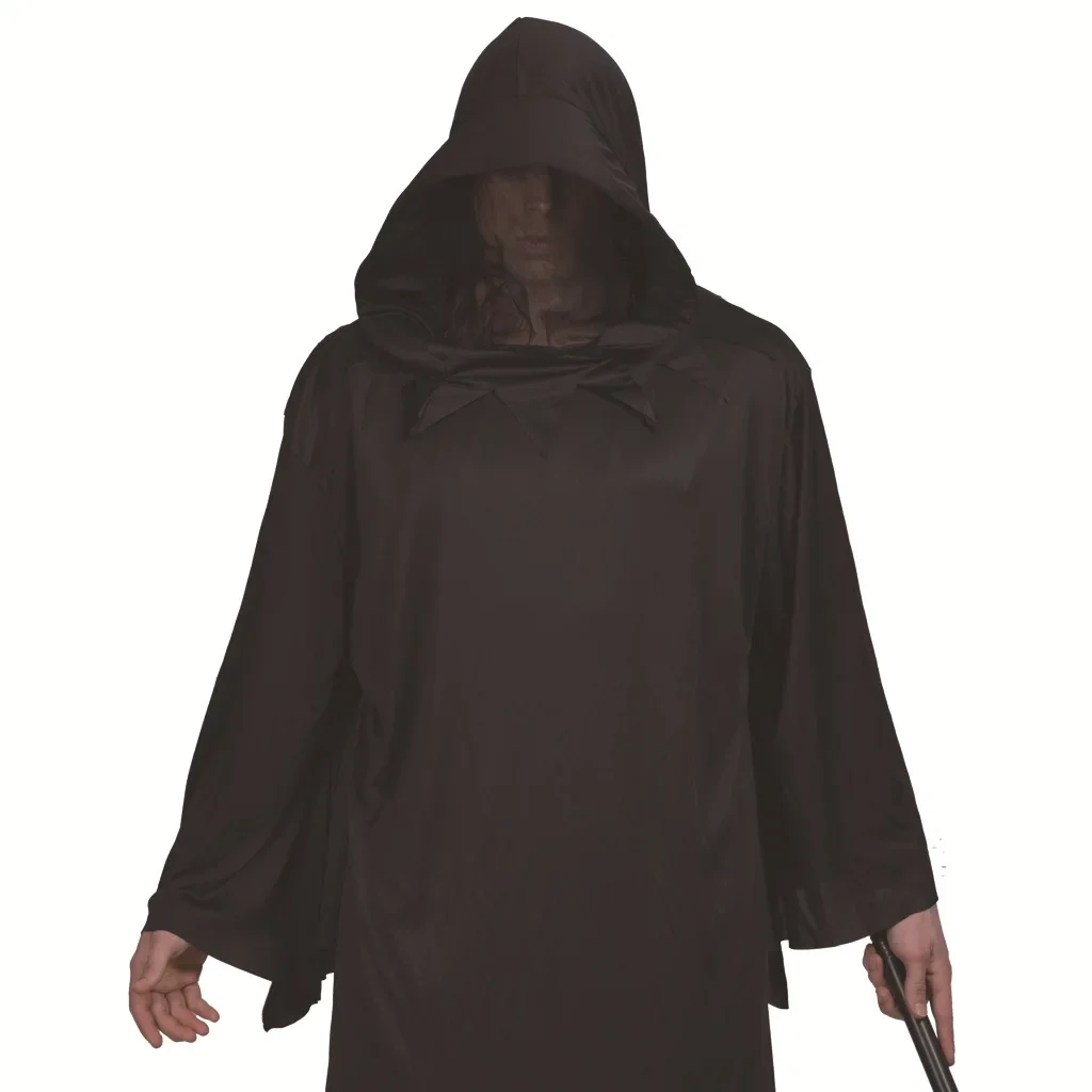 Black Robe Warrior Man Halloween Death Costumes Adult Wizard Cosplay Carnival Purim Parade