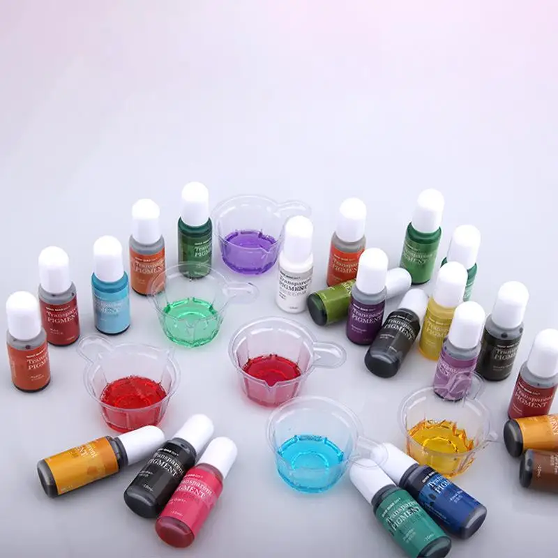 24 Color 10ml Transparent Gem Epoxy Resin Pigment Crystal UV Epoxy Resin Molds Pigment DIY Jewelry Making Crafts Colorant Dye