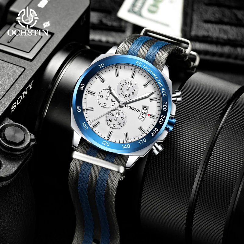 OCHSTIN Trend Gorgeous Waterproof Watch Multifunction Quartz Movement New 2024 Pilot Series Men's Quartz Watch