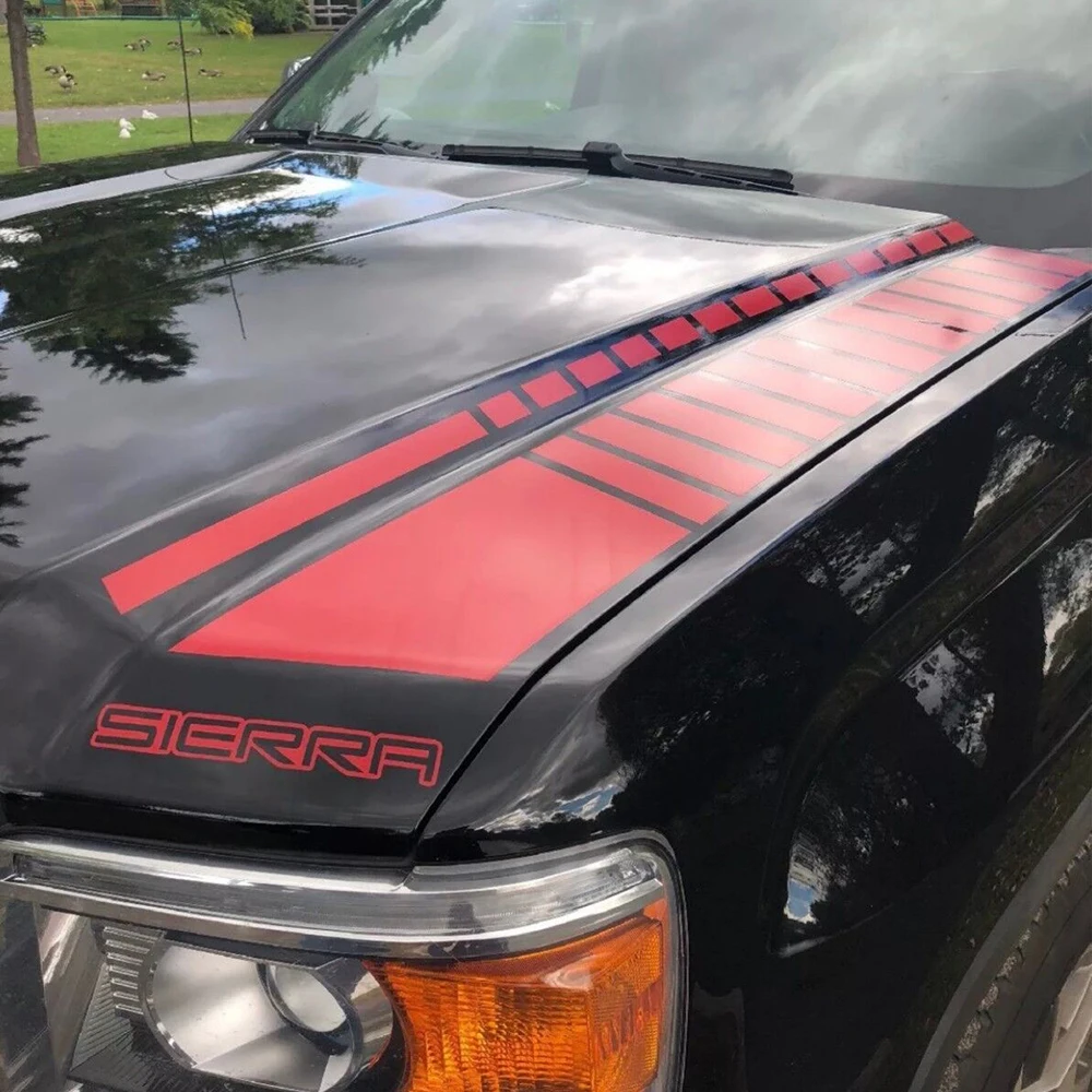 Racing Stripes Car Truck Hood Sticker Decal for GMC Sierra Hood Stripes  Graphics - AliExpress, image size:1000x1000