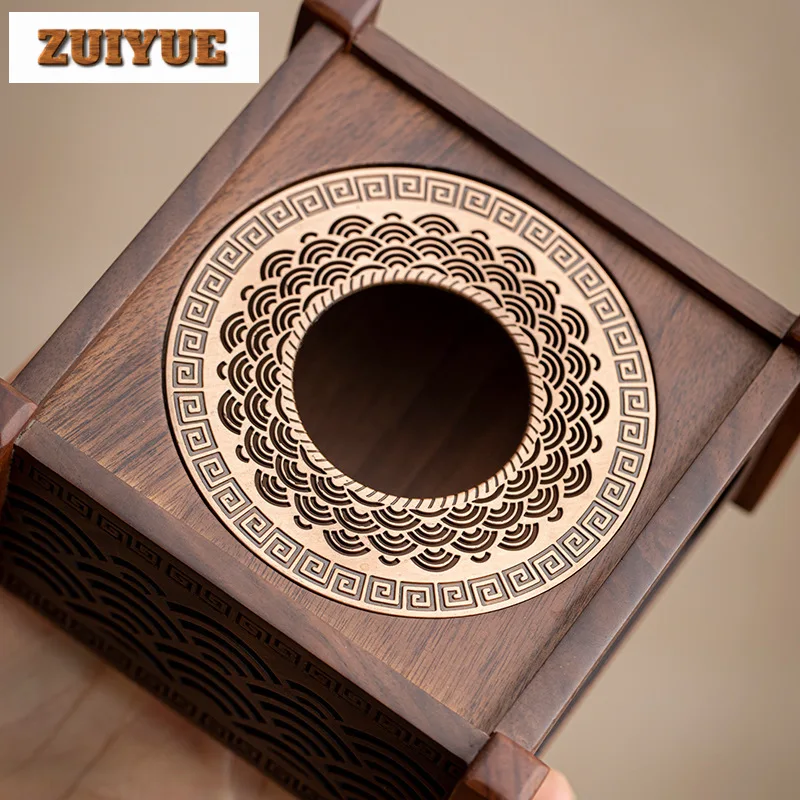 Walnut Wood Tea Warmer Teapot Warmer Samovar Candle Camping Portable Tea Stove Household Kettle Stand Accessories Craft Ornament