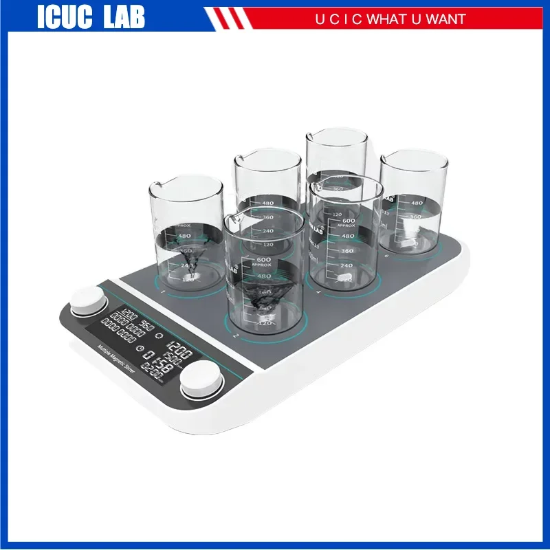Electric LCD Display Magnetic Stirrer Lab Mixer Machine 6 Position Electromagnetic Stirring without Heating