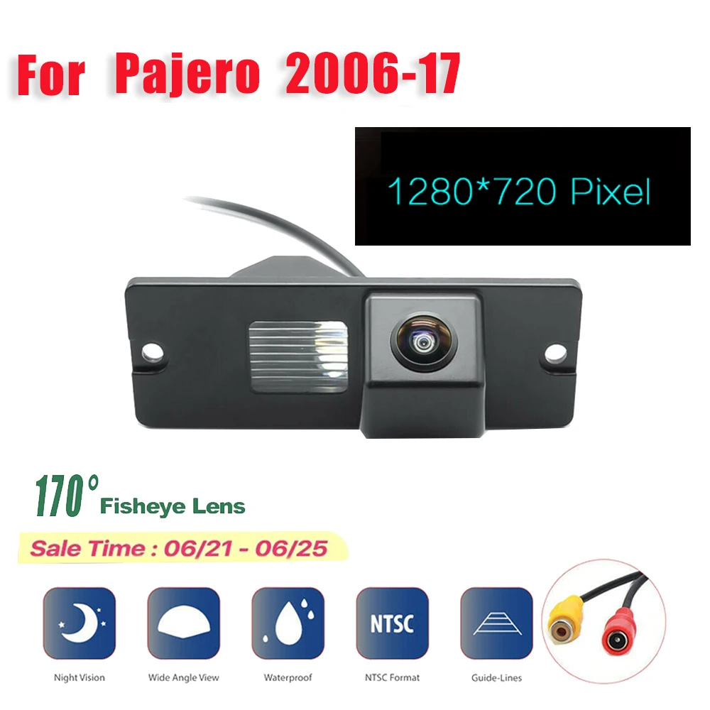 HD 어안 170 도 후방 보기 백업 카메라, 후방 주차 카메라, 미쓰비시 파제로 4 2006-2017, 1280X720
