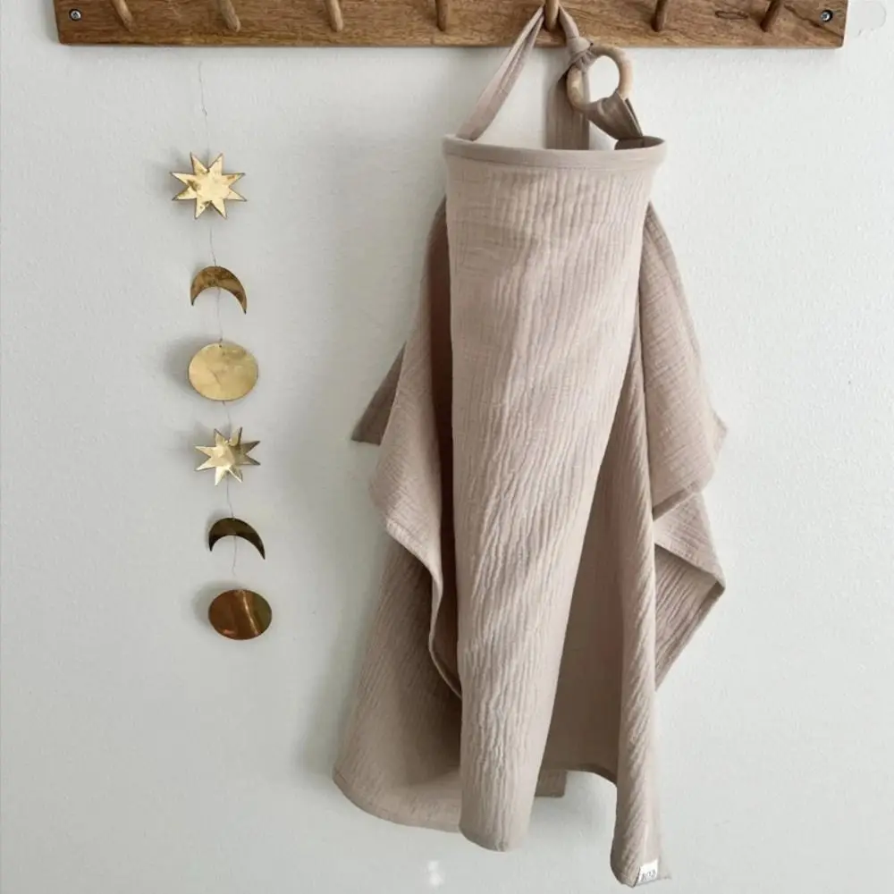 Soft Cotton Breastfeeding Cover Rainbow Bear Breastfeeding Coverall Solid Color Adjustable Nursing Apron Outdoor