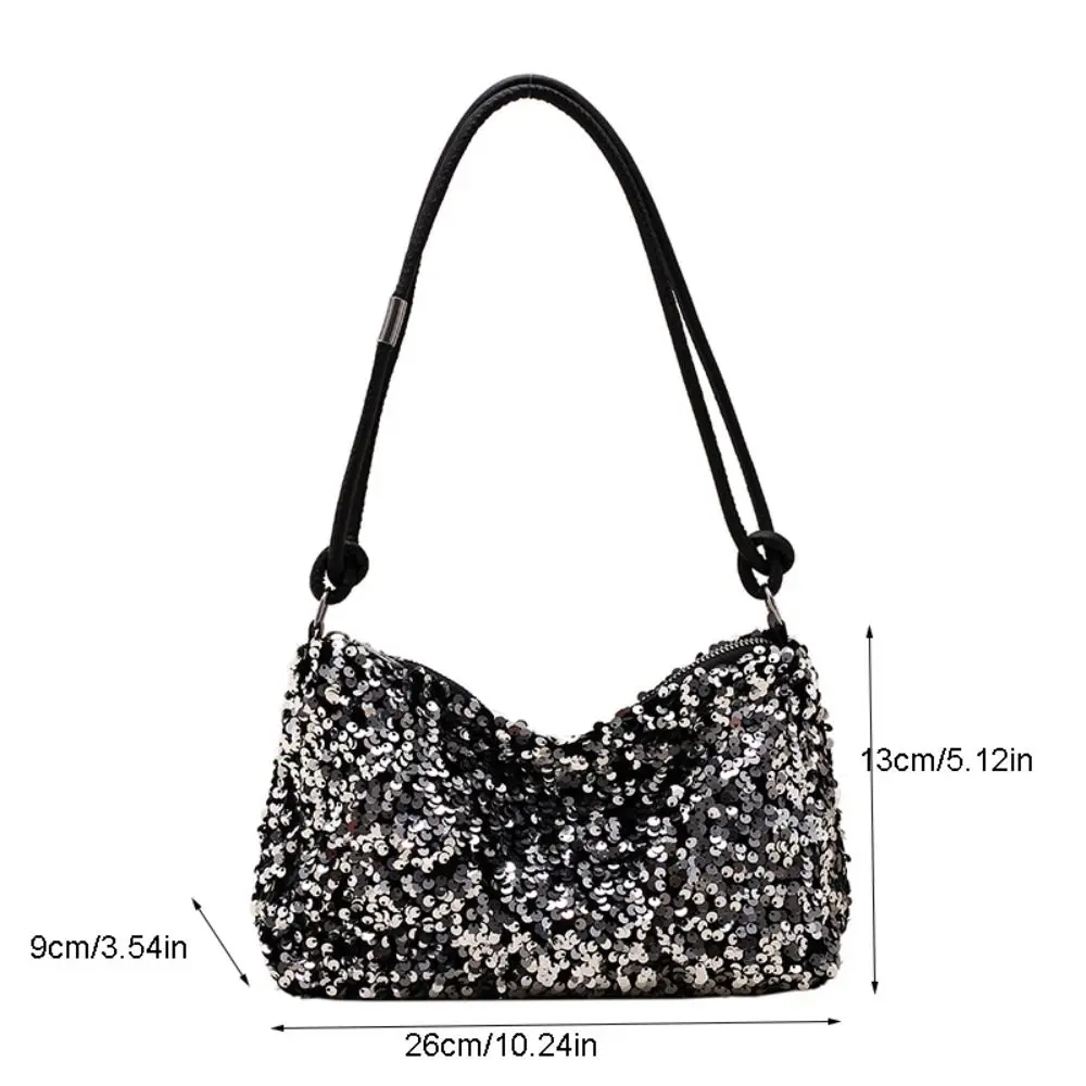 Solid Color Sequins Crossbody Bags Fashion Korean Style INS Sequins Shoulder Bags Phone Purse Handbag Evening Clutch Bag Girl images - 6