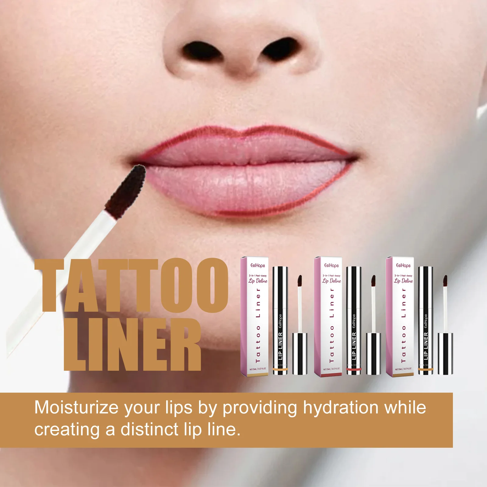 3 Colors Peel Off Lip Liner Tattoo Waterproof Long Lasting Lip Gloss Matte Velvet Lip Tint Sexy Red Contour Lips Makeup Cosmetic 5
