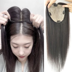 Brown Color Skin Base Human Hair Topper With 4 Clips In Fine Hairpiece Silk Top Virgin European Hair Toupee for Women Toupee