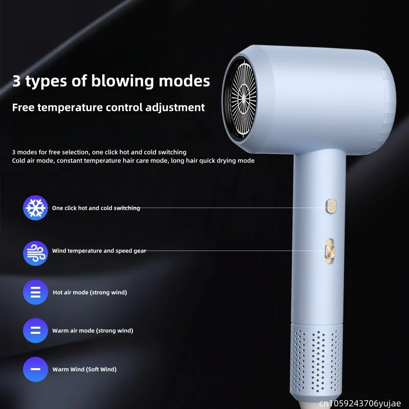 Hammer Hair Dryer with High Airflow of 59 Seconds Blue Light Ion Thermostatic Hair Care Home Salon Hairdryer