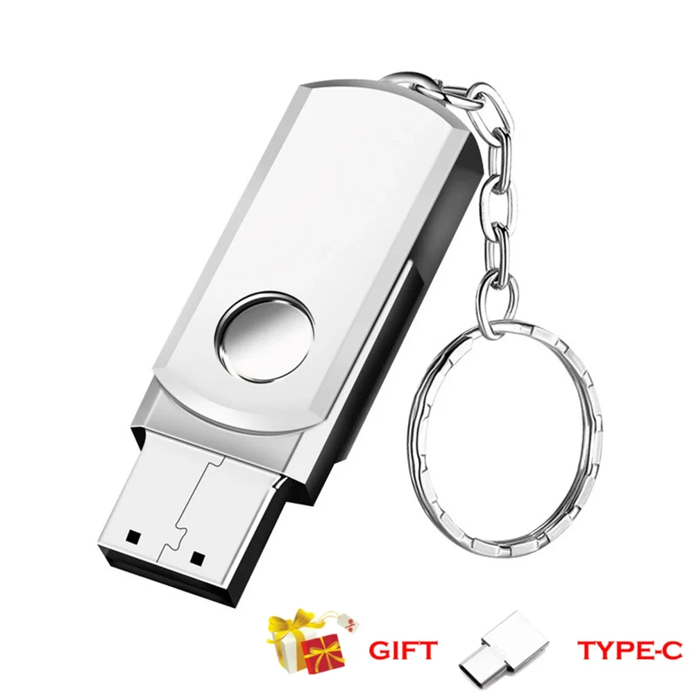 

JASTER Metal USB Flash Drive Rotation Pen Drive 4GB 8GB 16GB 32GB 64GB Real Capacity Pendrive USB Memory Stick with Key Chain