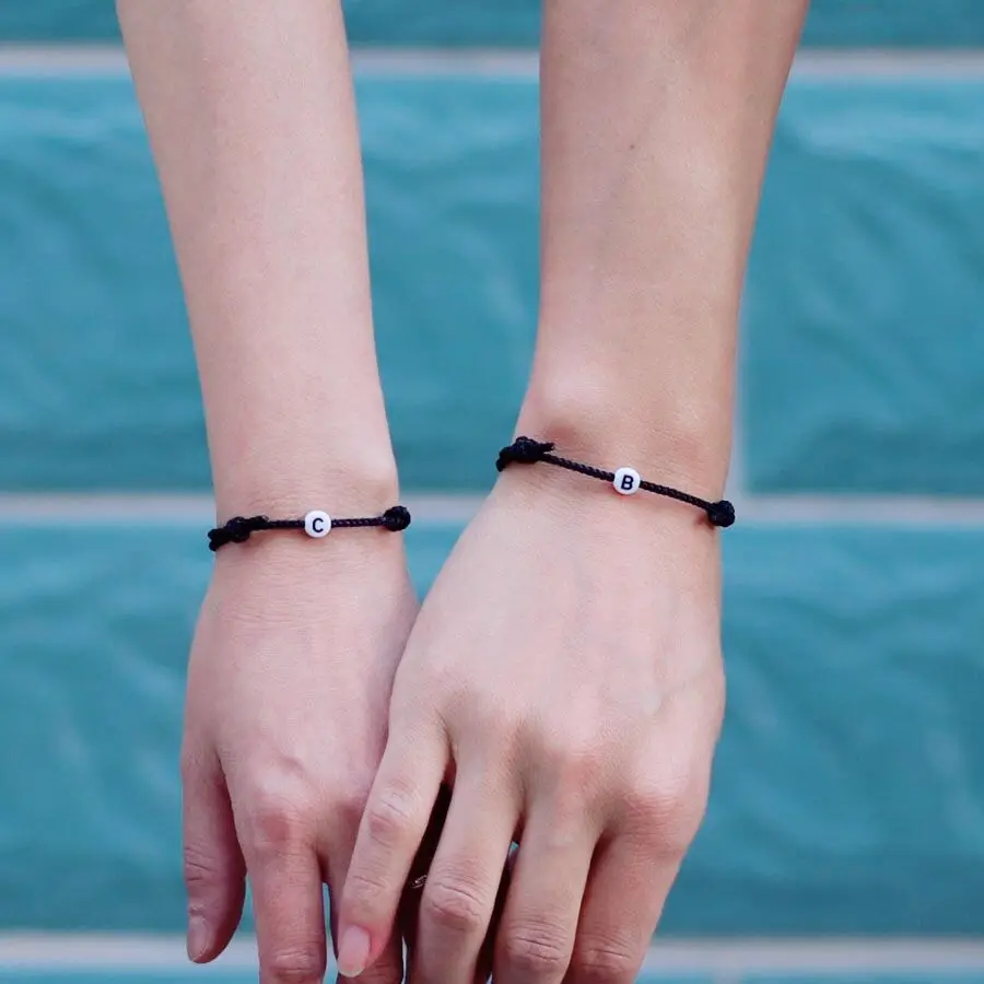 Handmade Black String Unisex Bracelet with Adjustable Closure
