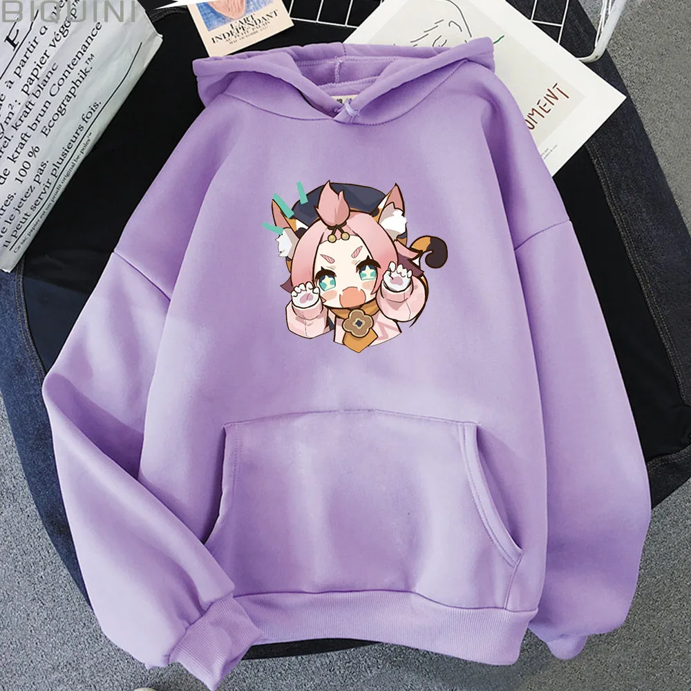 

Newest Women Hoodie Anime Genshin Impact Hoodie Game Diona Cute Hip Hop Clothes Women Oversized Sweatshirt Long sleeve Pullover