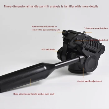 Testa a treppiede, rotazione a 360 ° inclinazione a 90 ° supporto per testa a treppiede tridimensionale con filettatura da 3/8 p