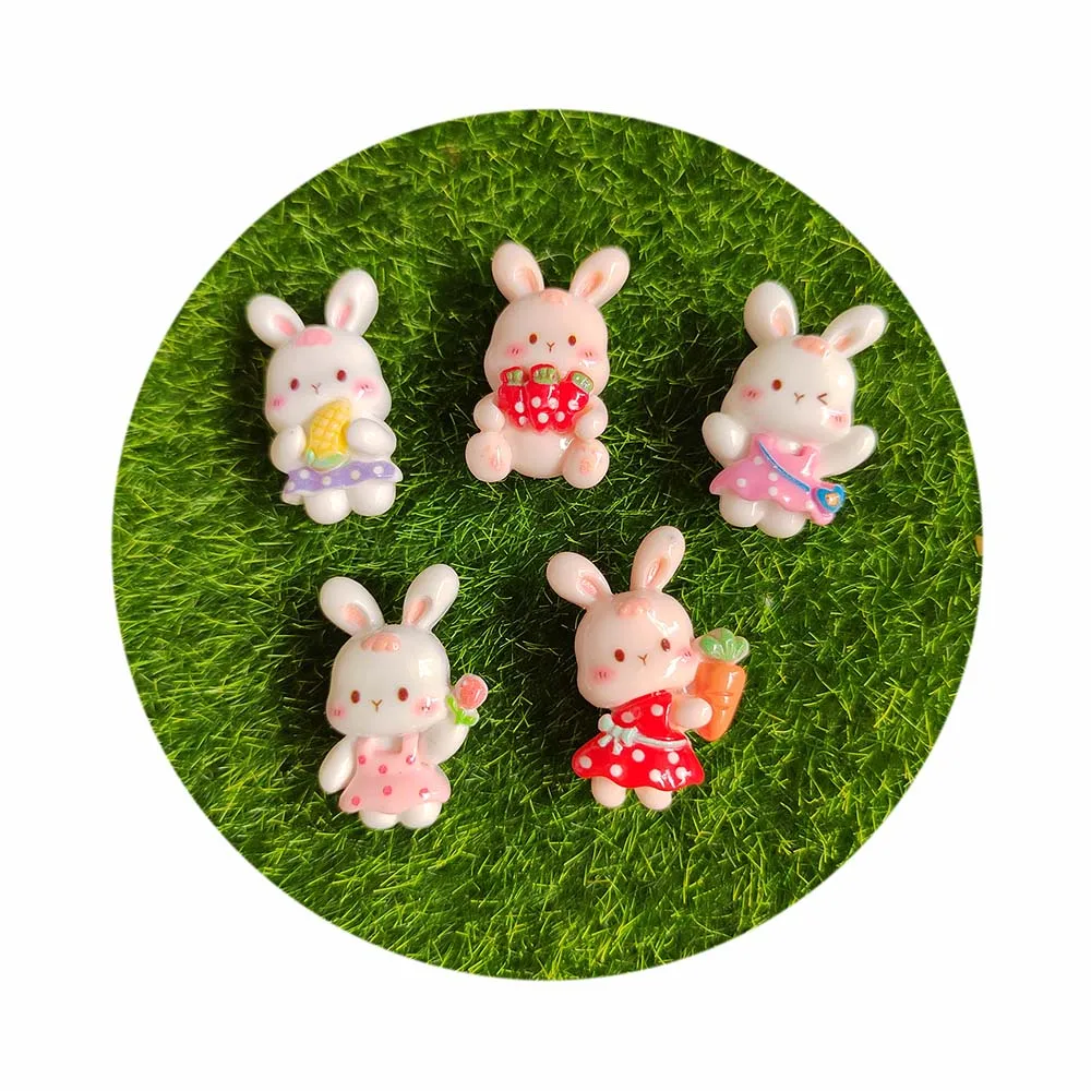 

Cute Easter Resin Mini Fruits Rabbit Flat Back Cabochon DIY Scrapbook Kawaii Embellishments Slime Charms Accessories