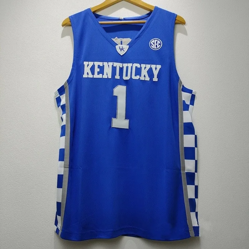 Basketball Jersey Men Oversize 1 Booker University Kentucky Embroidery Breathable Sportswear basketball jerseys