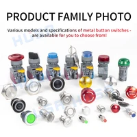 16/19/22/25/30mm With wires Short Stroke Waterproof Metal Push Button Switch 1NO Momentary Self Reset Led Light 12-24V/220V - Image 6