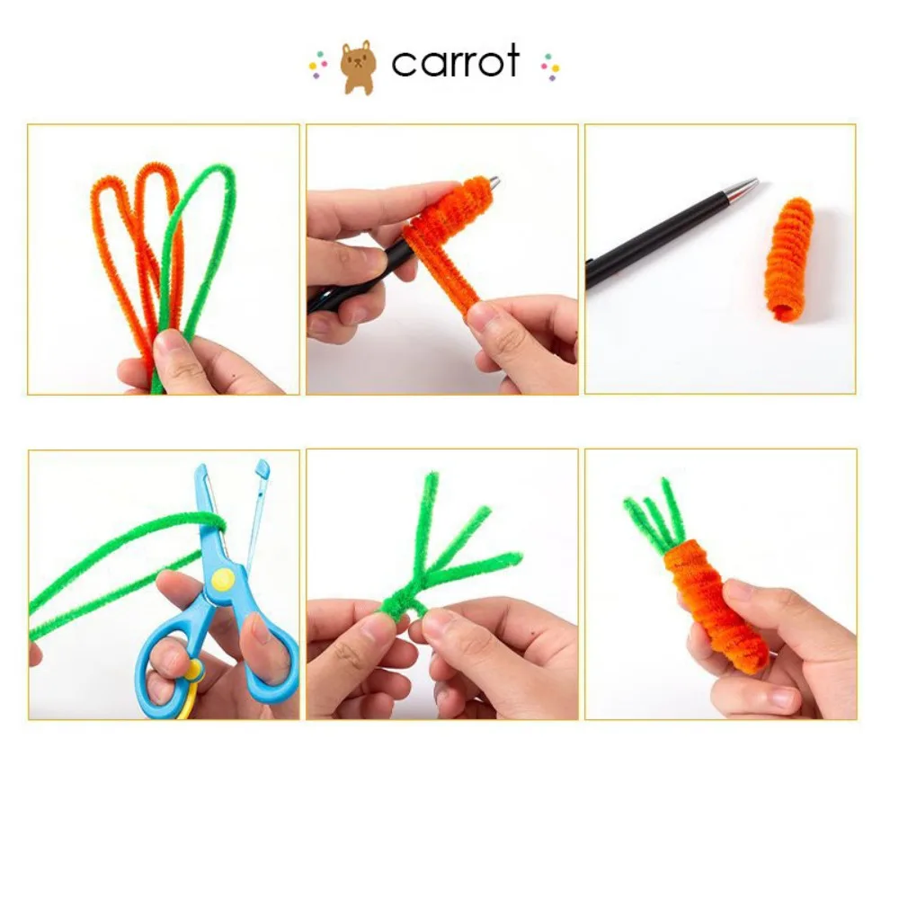 Macaron Color Fuzzy Wire DIY Tulips Flower Bouquet 100pcs