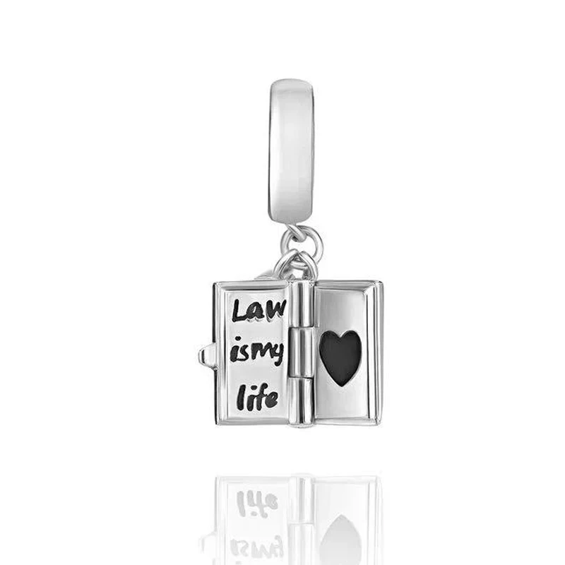 2024 New 925 Sterling Silver Reading Book Teacher Graduation Charm Beads Fit Original Pendant Bracelet DIY Fashion Woman Jewelry 4