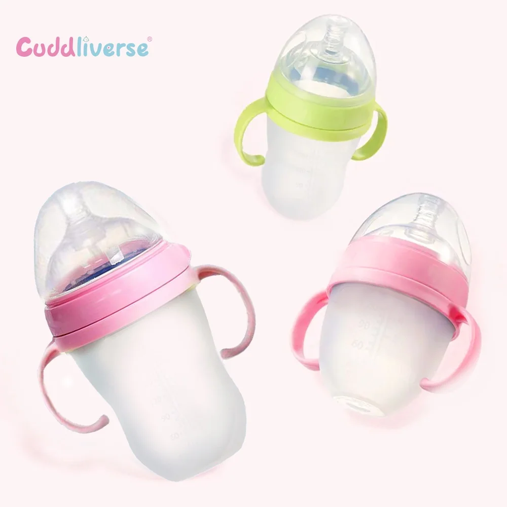 Breastmilk-like Anti-flatulence Silicone Baby Bottle with Handle 150ml/240ml milk bottle feeding bottle