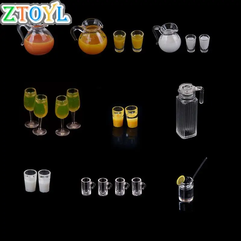 

Лидер продаж 1/12, кувшин для сока, миниатюрный Кубок для кукольного домика, стеклянная чашка, Милая Мини-кружка для пива, кукольный дом, кухонные аксессуары, бокал для вина
