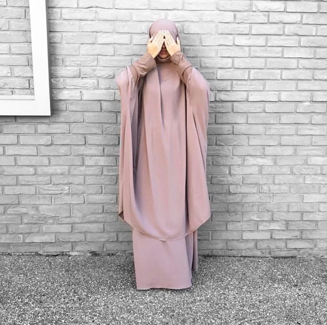 Jilbab 2 Piece Set Muslim Women Prayer Dress Abaya Khimar Long Hijab and Skirt Dubai Ramadan Eid Islamic Clothes Niqab Djellaba