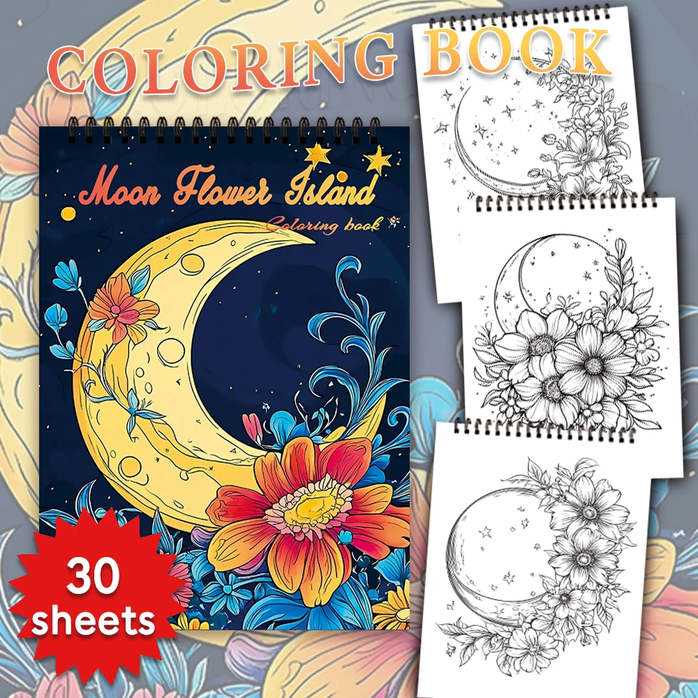 Spiral Colouring Book 30 Sheets 11.2x 8.3 inches 100gsm Thick Paper, For Relief, Anxiety, Perfect for Many Holiday Gifts 3