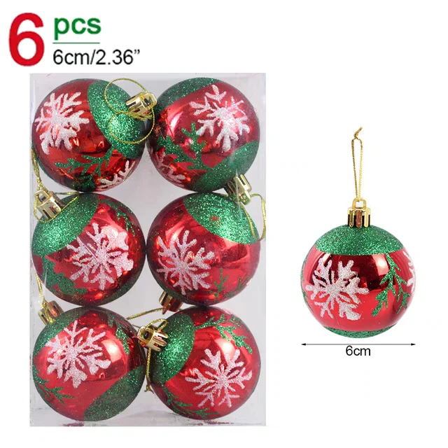 thumbnail image 1 of Juego de 24/6 bolas navideñas con purpurina para colgar en el árbol de Navidad, suministros de decoración para fiestas festivas en el hogar, 6 cm, 1 of 5
