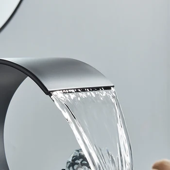 Black Bathroom Basin Faucet Brass 2 Crystal Knobs Cold Hot Gold High Arc Waterfall Filler Faucet 3 Holes Deck Mounted 4
