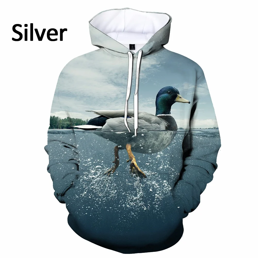 Men's 3D Hoodie Printed Duck Hunting Hoodie Men's and Women's Casual Long Sleeve Hoodie Hoodie Top