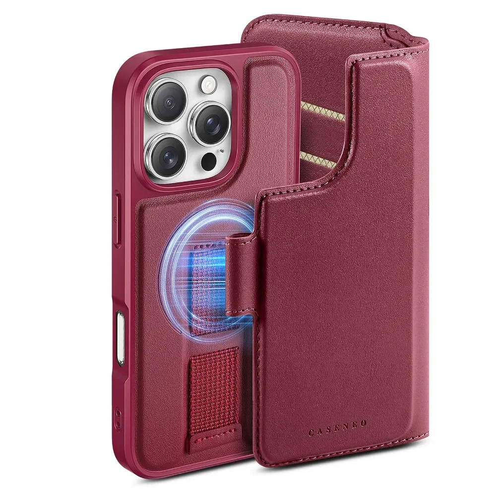 Detachable Magnetic Wallet with Card Holder and Flip Leather Protective Cover