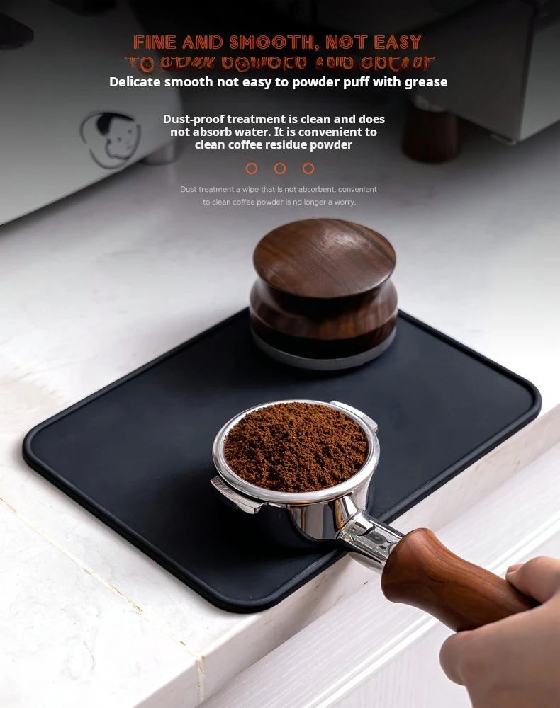 Professionelle Verdicken Silikon Espresso Kaffee Matte Anti-skid Ecke Kaffee Tampers Matte Schwarz Presse Pulver Pad Barista Zubehör – Detail 6