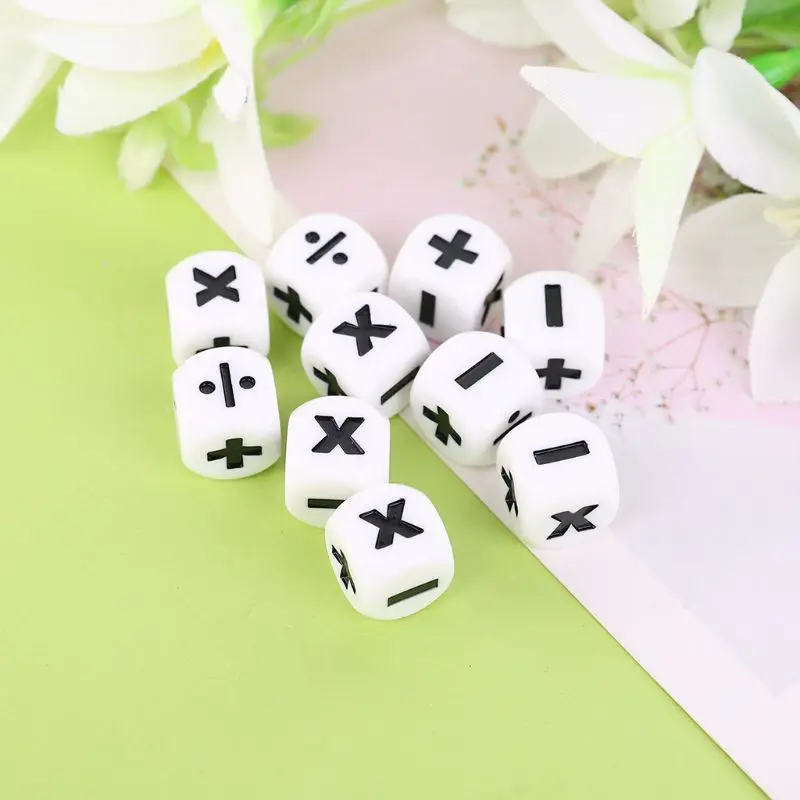 

6Pcs Resin Addition Subtraction Multiplication Division Symbol Dice Operation Props Kids Educational Assist Accessories 16mm