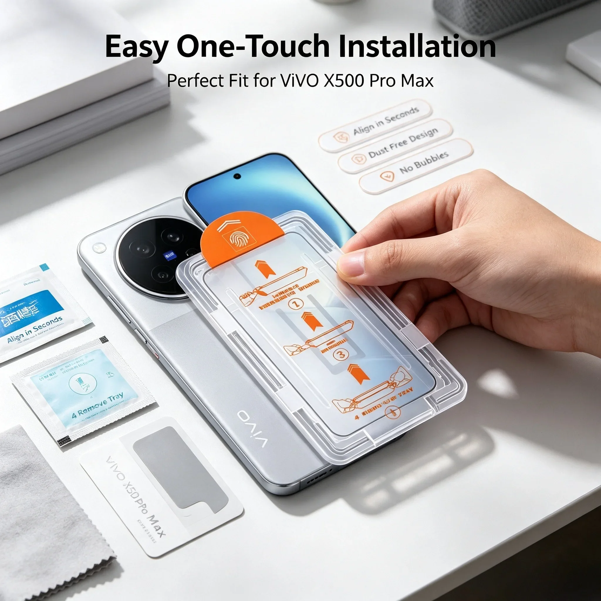 Ultra HD Clear Tempered Glass Screen Protector with Anti-Spy Technology and Easy Installation Kit