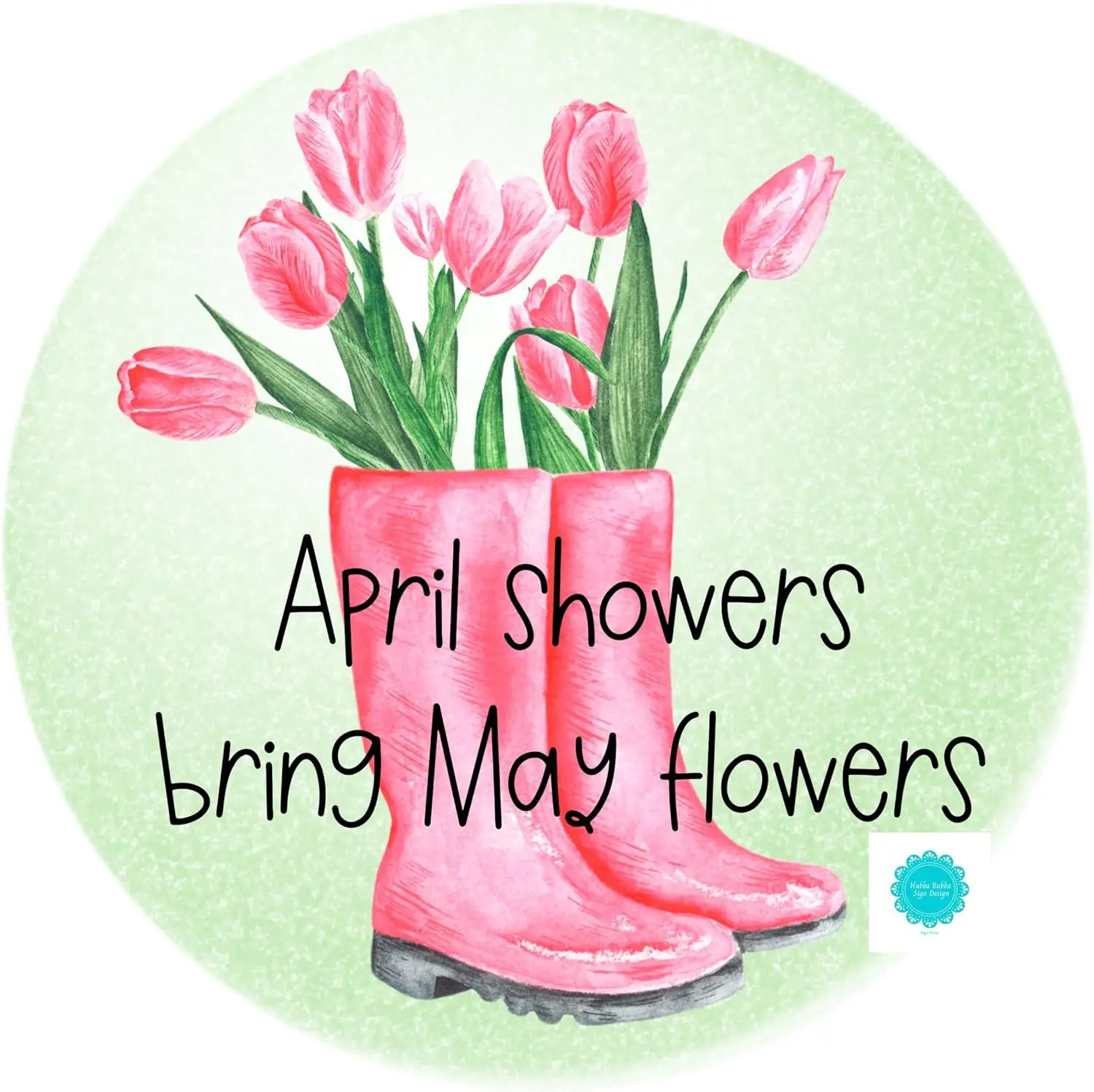 

Круглый винтажный жестяной знак, Апрельский душ, Майский знак с цветами, знак тюльпана, Цветочный знак, весенне-летний круглый винтажный жестяной венок Sig