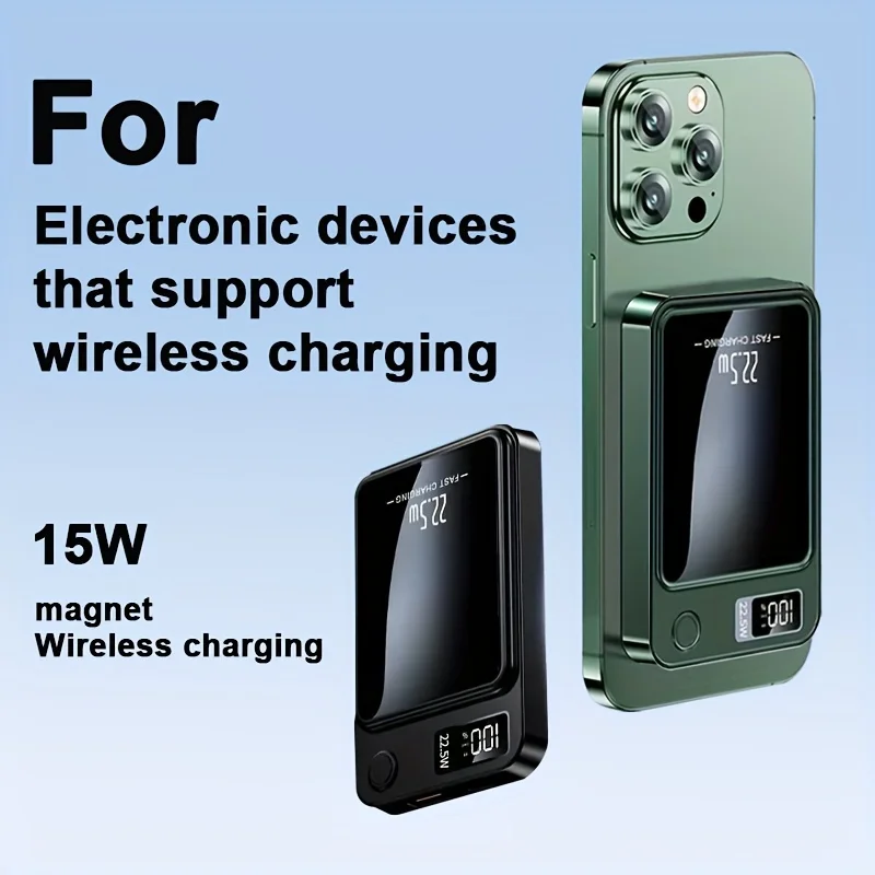 10000 mAh Magnetic Wireless Mobile Power Supply, 22.5W/PD20W Fast Charge For IPhone15/14/13/12&Android Mobile Phones, (USB/Type- 3