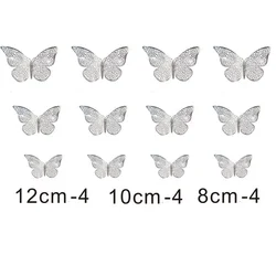 Elegant Gold Butterfly Cake Toppers - Set of 12 Decorative Birthday Party Accents (B - Sliver)