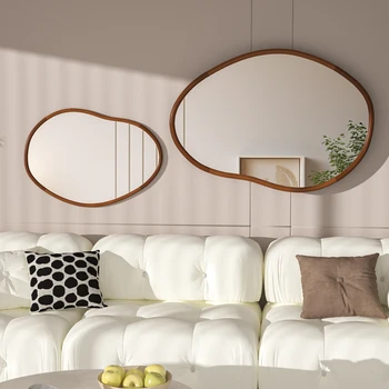Irregular Wall Mirror Decorative Large Accent Mirror Vanity with Solid Wooden Frame for Livingroom Diningroom Bedroom Hallway 4