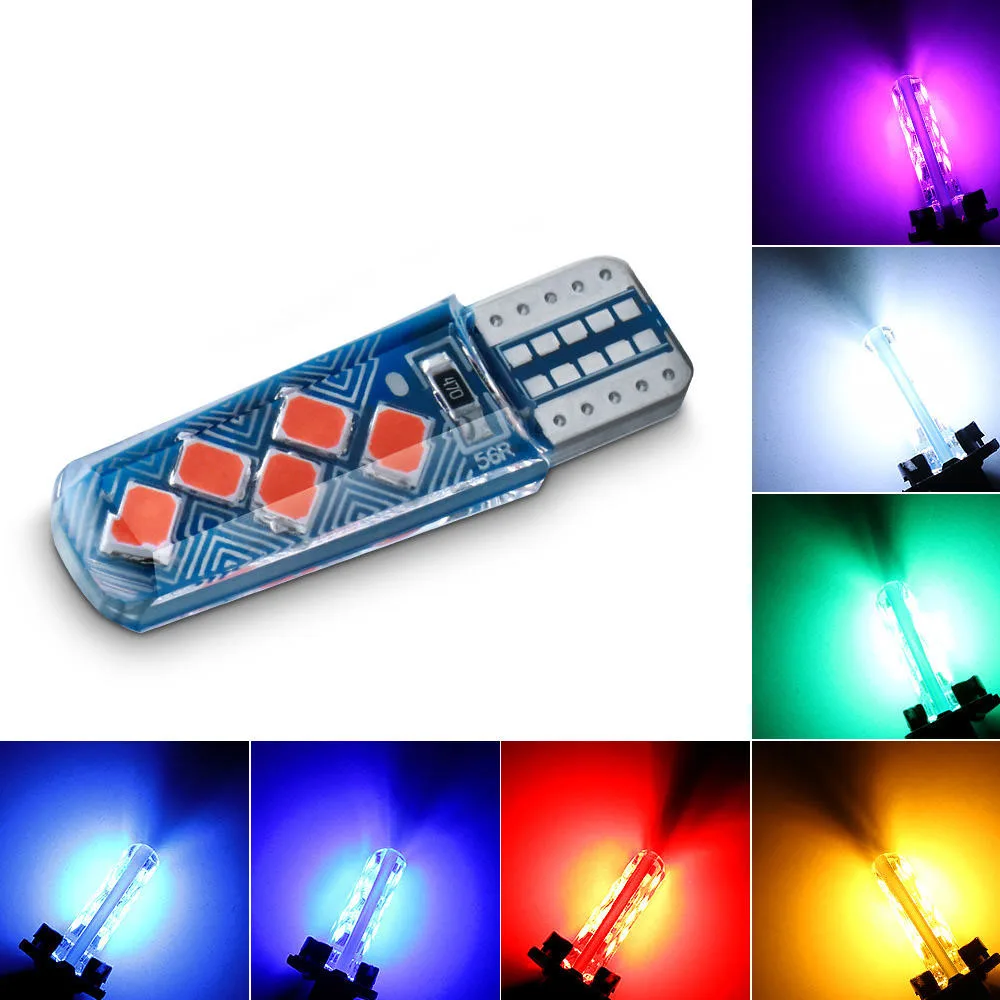 

2Pcs W5W T10 LED Bulb Decoding Width Light Silicone Canbus License Plate Light T10 3030 LED Lamp No Error