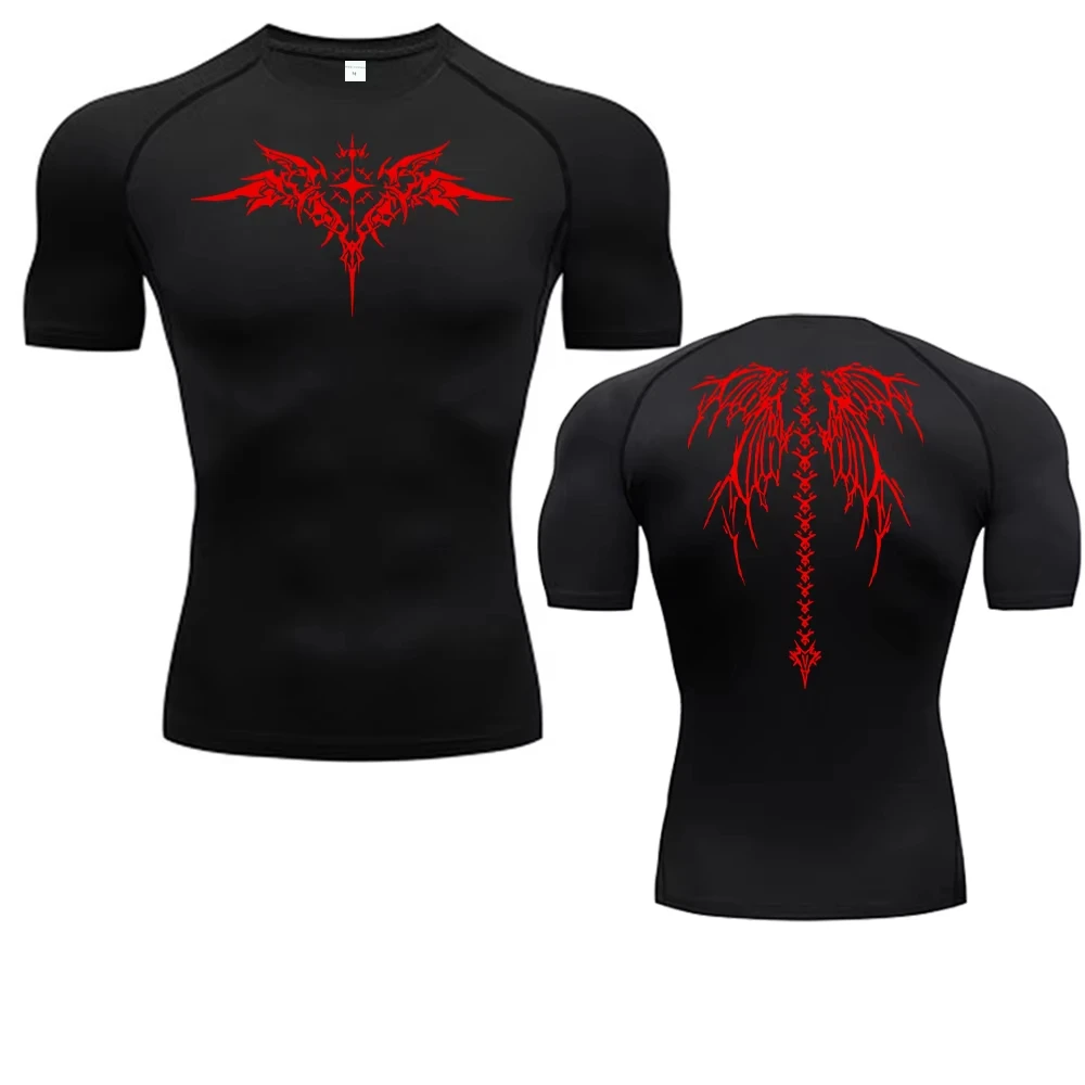 Anime Print Kompression Shirt Herren Lauf T-Shirt Schnell Trocknend Fitness Sportswear Gym Sport Kurzarm Atmungsaktive Tops – Detail 8