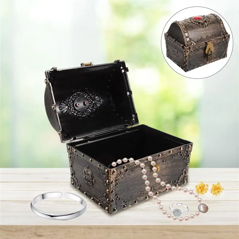 Small Treasure Box Pirate Chest Vintage Treasure Box Small Treasure Chest with Lock and Key 6