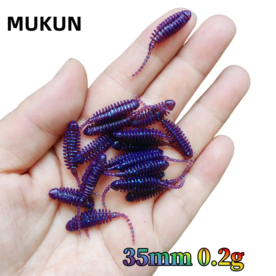 MUKUN 20PCS NEUE AJING Weicher Köder Rockfish Angeln Lockt 0,2g/3,5 cm MINI Künstliche Köder Swimbaits Jig locken Wobbler Wurm Tackle