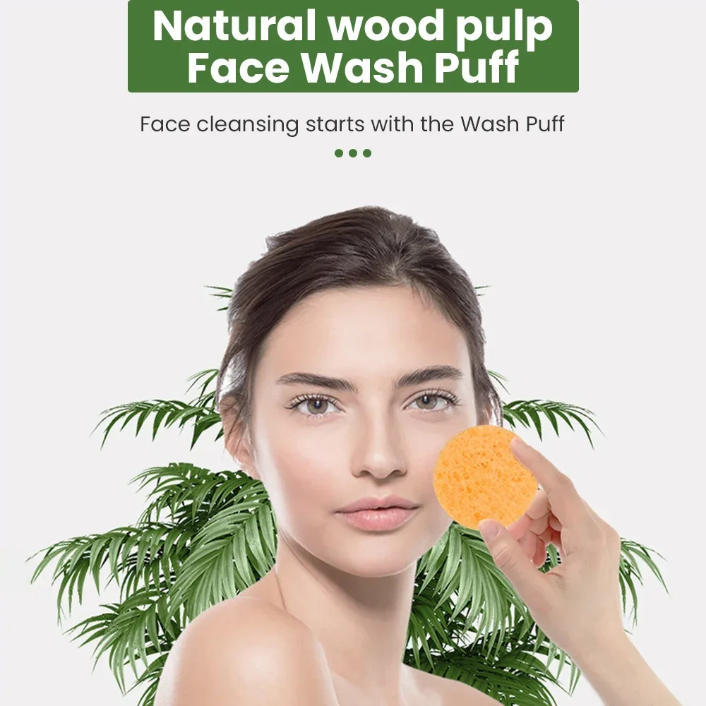 Esponja de pulpa de madera Natural, herramienta redonda para quitar el maquillaje Facial, compresa de celulosa, 5/10/20 piezas