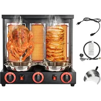 Shawarma Machine Commercial, Automatic Shawarma Machine Propane Vertical Broiler with 3 Burners,Free Meat Catch Pan 1