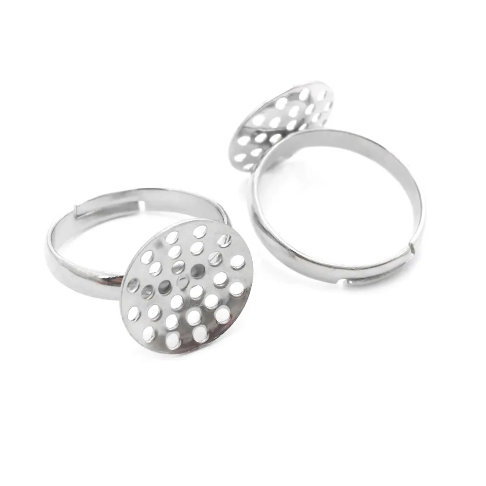 트레이 10MM 12MM 14MM 15MM 20MM 18K 골드 컬러 황동 트레이 링 기본 링 설정 Diy 쥬얼리 링 액세서리 만들기