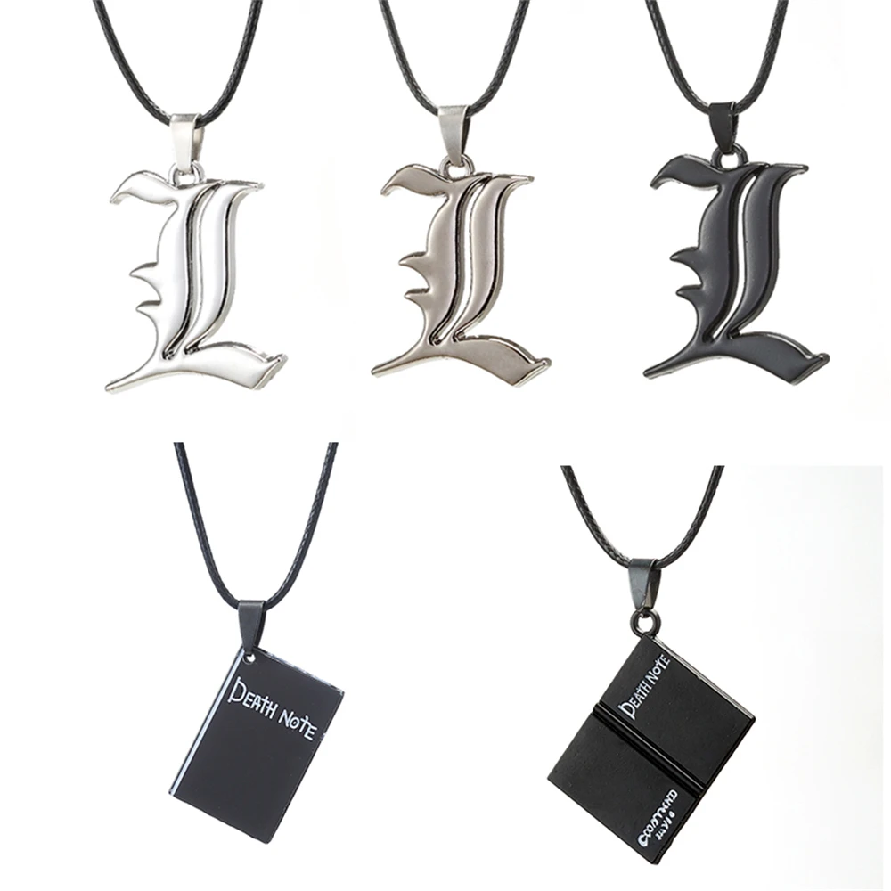 Anime Death Note Necklace Rope Leather Choker Fashion Black Note Book Model Pendant Necklace For Women And Men Accessory