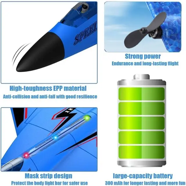 ZY-530 2.4ghz Rc Remote Control Fighter Plane Electric Foam Remote Control Fighter Jet With Colorful Lights USB Charging 4